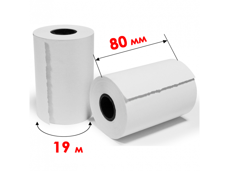 Стрічка касова (термо), довжина 19 м., ширина 80 мм, щільність 48 гр/м2, втулка 12 мм, ВЕРТИКАЛЬ-С